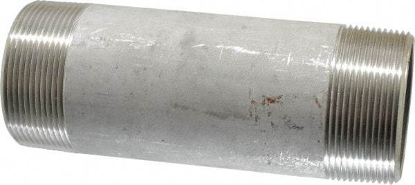 Merit Brass - Schedule 40, 2" Pipe x 6" Long, Grade 316/316L Stainless Steel Pipe Nipple - Welded & Threaded - Americas Industrial Supply