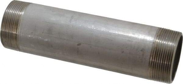 Merit Brass - Schedule 40, 2" Pipe x 8" Long, Grade 316/316L Stainless Steel Pipe Nipple - Welded & Threaded - Americas Industrial Supply