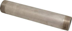 Merit Brass - Schedule 40, 2" Pipe x 12" Long, Grade 316/316L Stainless Steel Pipe Nipple - Welded & Threaded - Americas Industrial Supply