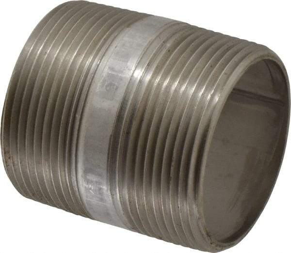 Merit Brass - Schedule 40, 2-1/2" Pipe x 3" Long, Grade 316/316L Stainless Steel Pipe Nipple - Welded & Threaded - Americas Industrial Supply