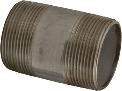 Merit Brass - Schedule 40, 2-1/2" Pipe x 4" Long, Grade 316/316L Stainless Steel Pipe Nipple - Welded & Threaded - Americas Industrial Supply