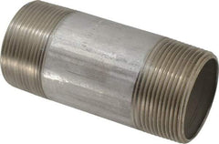 Merit Brass - Schedule 40, 2-1/2" Pipe x 6" Long, Grade 316/316L Stainless Steel Pipe Nipple - Welded & Threaded - Americas Industrial Supply