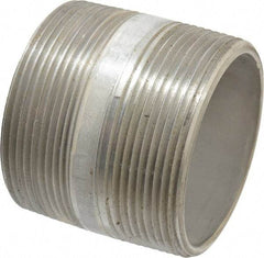 Merit Brass - Schedule 40, 3" Pipe x 3" Long, Grade 316/316L Stainless Steel Pipe Nipple - Welded & Threaded - Americas Industrial Supply