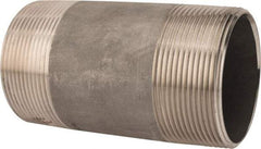 Merit Brass - Schedule 40, 3" Pipe x 6" Long, Grade 316/316L Stainless Steel Pipe Nipple - Welded & Threaded - Americas Industrial Supply