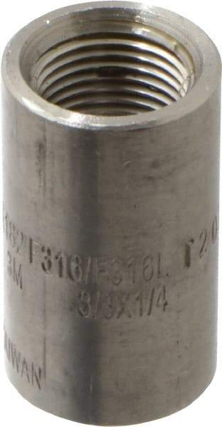 Merit Brass - 3/8 x 1/4" Grade 316/316L Stainless Steel Pipe Reducer Coupling - FNPT x FNPT End Connections, 3,000 psi - Americas Industrial Supply