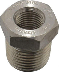 Merit Brass - 1/2" Grade 316/316L Stainless Steel Pipe Hex Bushing - MNPT x FNPT End Connections, 3,000 psi - Americas Industrial Supply