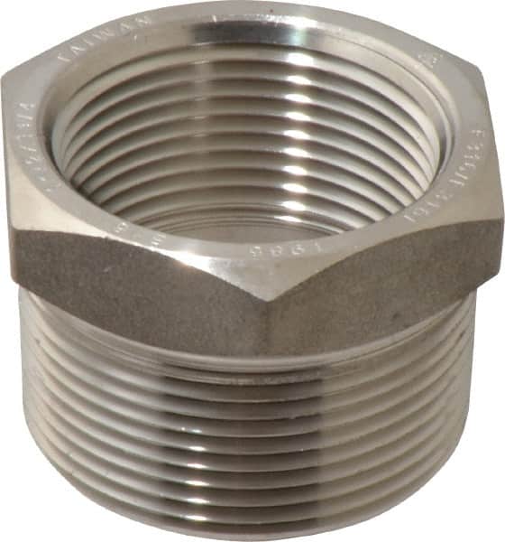 Merit Brass - 1-1/2" Grade 316/316L Stainless Steel Pipe Hex Bushing - MNPT x FNPT End Connections, 3,000 psi - Americas Industrial Supply