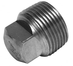 Merit Brass - 1-1/2" Grade 316/316L Stainless Steel Pipe Square Head Plug - MNPT End Connections, 3,000 psi - Americas Industrial Supply