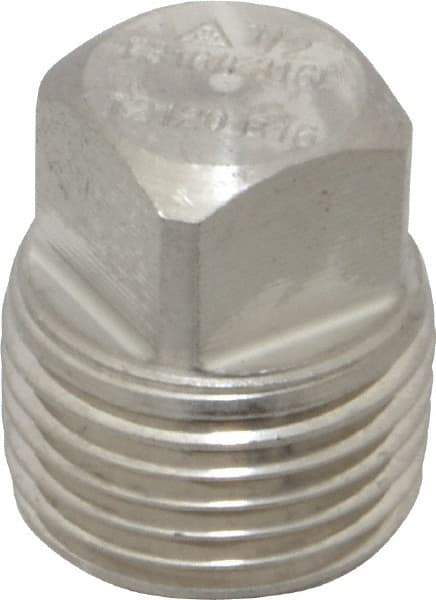Merit Brass - 1/2" Grade 316/316L Stainless Steel Pipe Square Head Plug - MNPT End Connections, 3,000 psi - Americas Industrial Supply