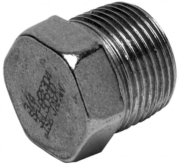 Merit Brass - 2" Grade 316/316L Stainless Steel Pipe Hex Head Plug - MNPT End Connections, 3,000 psi - Americas Industrial Supply