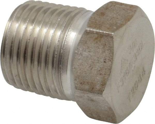 Merit Brass - 3/8" Grade 316/316L Stainless Steel Pipe Hex Head Plug - MNPT End Connections, 3,000 psi - Americas Industrial Supply