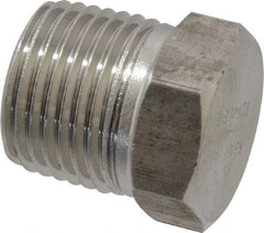 Merit Brass - 1/2" Grade 316/316L Stainless Steel Pipe Hex Head Plug - MNPT End Connections, 3,000 psi - Americas Industrial Supply