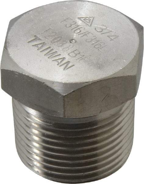 Merit Brass - 3/4" Grade 316/316L Stainless Steel Pipe Hex Head Plug - MNPT End Connections, 3,000 psi - Americas Industrial Supply