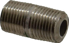 Merit Brass - Schedule 80, 1/8" Pipe x 3/4" Long, Grade 316/316L Stainless Steel Pipe Nipple - Seamless & Threaded - Americas Industrial Supply