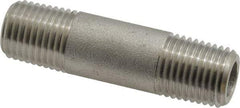 Merit Brass - Schedule 80, 1/4" Pipe x 2" Long, Grade 316/316L Stainless Steel Pipe Nipple - Seamless & Threaded - Americas Industrial Supply