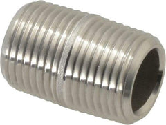 Merit Brass - Schedule 80, 3/8" Pipe x 1" Long, Grade 316/316L Stainless Steel Pipe Nipple - Seamless & Threaded - Americas Industrial Supply