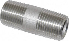 Merit Brass - Schedule 80, 1/2" Pipe x 2" Long, Grade 316/316L Stainless Steel Pipe Nipple - Seamless & Threaded - Americas Industrial Supply