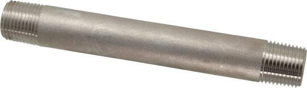 Merit Brass - Schedule 80, 1/2" Pipe x 6" Long, Grade 316/316L Stainless Steel Pipe Nipple - Seamless & Threaded - Americas Industrial Supply