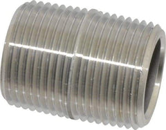 Merit Brass - Schedule 80, 3/4" Pipe x 1-3/8" Long, Grade 316/316L Stainless Steel Pipe Nipple - Seamless & Threaded - Americas Industrial Supply