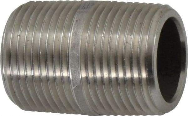 Merit Brass - Schedule 80, 3/4" Pipe x 1-1/2" Long, Grade 316/316L Stainless Steel Pipe Nipple - Seamless & Threaded - Americas Industrial Supply