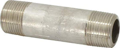 Merit Brass - Schedule 80, 3/4" Pipe x 3-1/2" Long, Grade 316/316L Stainless Steel Pipe Nipple - Seamless & Threaded - Americas Industrial Supply