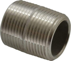 Merit Brass - Schedule 80, 1" Pipe x 1-1/2" Long, Grade 316/316L Stainless Steel Pipe Nipple - Seamless & Threaded - Americas Industrial Supply