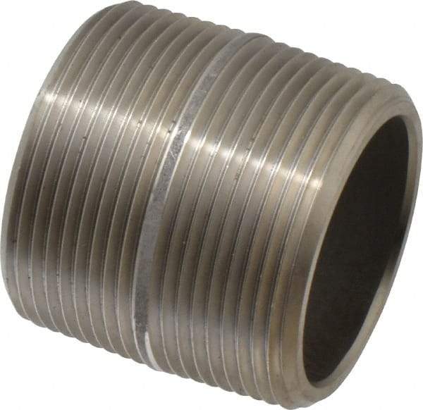 Merit Brass - Schedule 80, 1-1/2" Pipe x 1-3/4" Long, Grade 316/316L Stainless Steel Pipe Nipple - Seamless & Threaded - Americas Industrial Supply