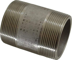 Merit Brass - Schedule 80, 2" Pipe x 3" Long, Grade 316/316L Stainless Steel Pipe Nipple - Seamless & Threaded - Americas Industrial Supply