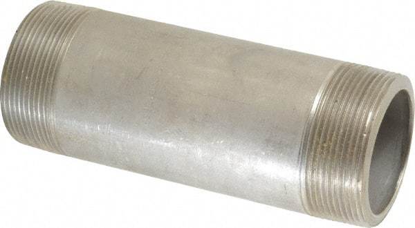 Merit Brass - Schedule 80, 2" Pipe x 6" Long, Grade 316/316L Stainless Steel Pipe Nipple - Seamless & Threaded - Americas Industrial Supply