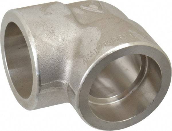 Merit Brass - 1-1/4" Grade 316 Stainless Steel Pipe 90° Elbow - Socket Weld x Socket Weld End Connections, 3,000 psi - Americas Industrial Supply