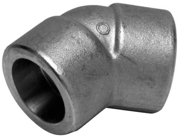 Merit Brass - 2" Grade 316 Stainless Steel Pipe 45° Elbow - Socket Weld x Socket Weld End Connections, 3,000 psi - Americas Industrial Supply