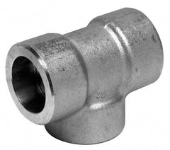 Merit Brass - 1-1/2" Grade 304 Stainless Steel Pipe Tee - Socket Weld x Socket Weld x Socket Weld End Connections, 3,000 psi - Americas Industrial Supply
