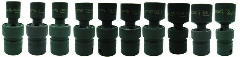 10 Piece - 3/8" Drive - Universal 6 Point Impact Socket Set on Clip Rail Metric - Americas Industrial Supply