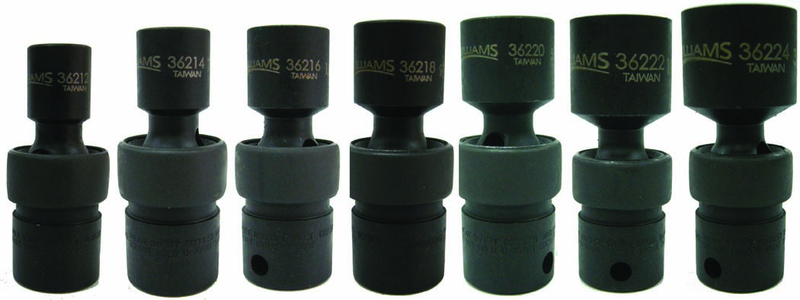 7 Piece - 3/8" Drive - Universal 6 Point Impact Socket Set on Clip Rail SAE - Americas Industrial Supply