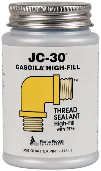 Federal Process - 1/4 Pt Brush Top Can Oyster White Federal JC-30 Thread Sealant with PTFE - 500°F Max Working Temp - Americas Industrial Supply