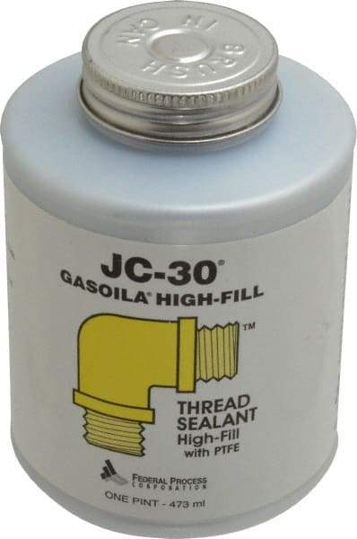 Federal Process - 1 Pt Brush Top Can Oyster White Federal JC-30 Thread Sealant with PTFE - 500°F Max Working Temp - Americas Industrial Supply