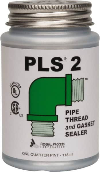 Federal Process - 1/4 Pt Brush Top Can Gray Federal PLS-2 Premium Thread & Gasket Sealant - 600°F Max Working Temp - Americas Industrial Supply