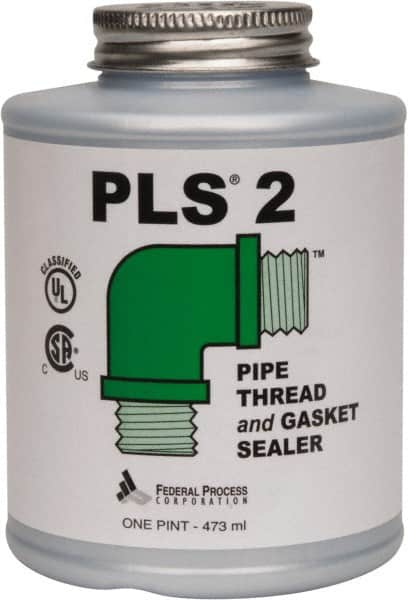 Federal Process - 1 Pt Brush Top Can Gray Federal PLS-2 Premium Thread & Gasket Sealant - 600°F Max Working Temp - Americas Industrial Supply