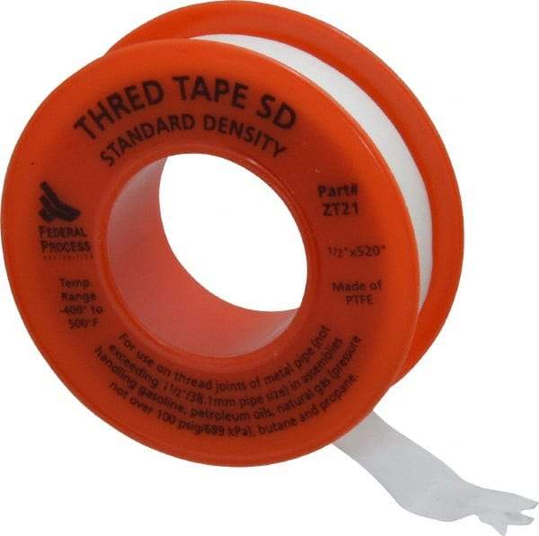 Federal Process - 1/2" Wide x 520" Long General Purpose Pipe Repair Tape - 3 mil Thick, -450 to 550°F, White - Americas Industrial Supply