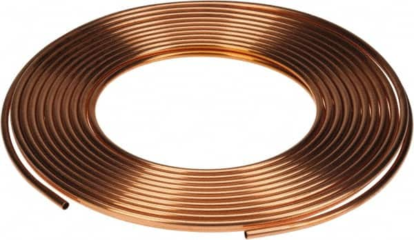 Mueller Industries - 100' Long, 1/2" OD x 3/8" ID, Copper Seamless Tube - 0.049" Wall Thickness, 0.269 Ft/Lb - Americas Industrial Supply