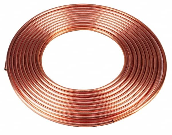 Mueller Industries - 100' Long, 1/2" OD x 3/8" ID, Copper Seamless Tube - 0.035" Wall Thickness, 0.198 Ft/Lb - Americas Industrial Supply