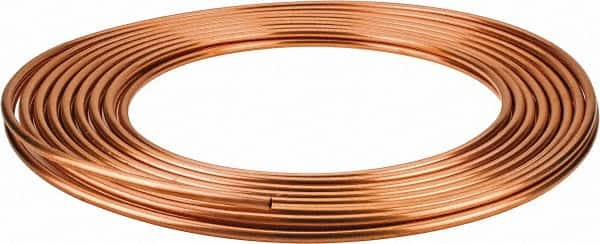 Mueller Industries - 50' Long, 1/4" OD x 0.19" ID, Copper Seamless Tube - 0.03" Wall Thickness - Americas Industrial Supply