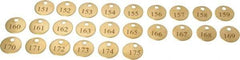 Value Collection - 1" High x 1" Long, 151 to 175, English Safety & Facility Numbered Tag - 1 Side, Brass - Americas Industrial Supply
