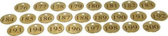 Value Collection - 1-1/4" High x 1-1/4" Long, 176 to 200, English Safety & Facility Numbered Tag - 1 Side, Brass - Americas Industrial Supply