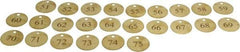 Value Collection - 1-1/2" High x 1-1/2" Long, 51 to 75, English Safety & Facility Numbered Tag - 1 Side, Brass - Americas Industrial Supply