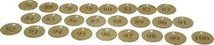 Value Collection - 1-1/2" High x 1-1/2" Long, 76 to 100, English Safety & Facility Numbered Tag - 1 Side, Brass - Americas Industrial Supply