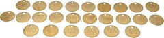 Value Collection - 1-1/2" High x 1-1/2" Long, 101 to 125, English Safety & Facility Numbered Tag - 1 Side, Brass - Americas Industrial Supply