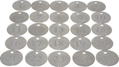 Value Collection - 1-1/4" High x 1-1/4" Long, 1 to 25, English Safety & Facility Numbered Tag - 1 Side, Aluminum - Americas Industrial Supply