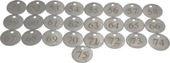 Value Collection - 1-1/4" High x 1-1/4" Long, 51 to 75, English Safety & Facility Numbered Tag - 1 Side, Aluminum - Americas Industrial Supply