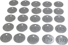 Value Collection - 1-1/4" High x 1-1/4" Long, 176 to 200, English Safety & Facility Numbered Tag - 1 Side, Aluminum - Americas Industrial Supply